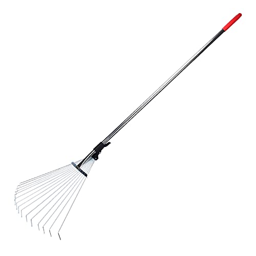 WJFLUCK garden rake Metal Rakes Garden Leaf Rake Expanding Folding Cleaning Rake Courtyard Broom Gardening Tool For Garden Yard Lawn