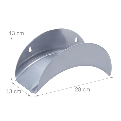 Relaxdays Schlauchhalter Wand 2er Set, für 30 m 1/2 Schlauch, Gartenschlauch Halterung, Schlauchaufhängung Metall, grau