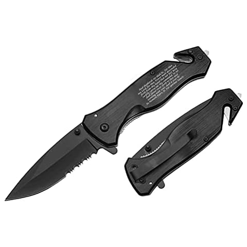 Blue Steel EDC Cool Sharp Tactical Folding Pocket Knife, SpeedSafe with Liner Lock, Pocketclip, Glass Breaker, Seatbelt Cutter (Black) Cover