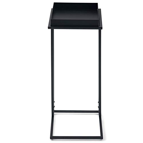 Pemberly Row Small C Table For Sofa Side, Narrow Industrial Side Table For Small Spaces, Rustic Short Table For Living Room, Black Solid Wood Corner Table With Metal Frame For Office #TOP4