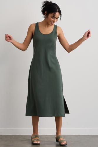 Image of Fair Indigo Women's 100% Organic Pima Cotton Midi Tank Dress