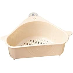 Fregadero Triangular Josopa Cesta del Colador del Fregadero Esquina del Estante de Drenaje del Fregadero Triangular con Succión Estante de Almacenamiento Lechón Multifuncional Cocina Fregadero Filtro