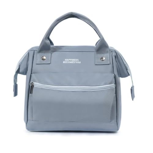 Lekolock 昼食用のスノーフレークアルミホイル保温バッグ ファッションでシンプル、大容量 通勤や出勤に便利 軽量で持ち運びやすい弁当箱 持ち手付きピクニックバッグ (ブルー)