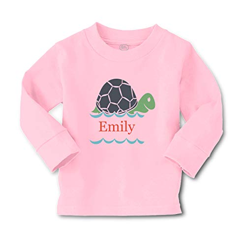 Custom Kids Long Sleeve T Shirt Personalized Name Turtle Sea Life D Cotton Boy & Girl Clothes Funny Graphic Tee Soft Pink Personalized Text Here 5 6T