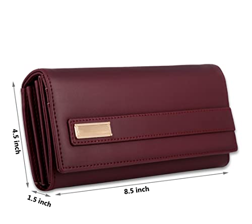 Image of ALSU Women's Maroon Hand Wallet Trendy | Hand Clutch| Hand Purse| 6 Card Pocket| Zipper Pockets| Phone Pocket| Office use (shd-002mar)