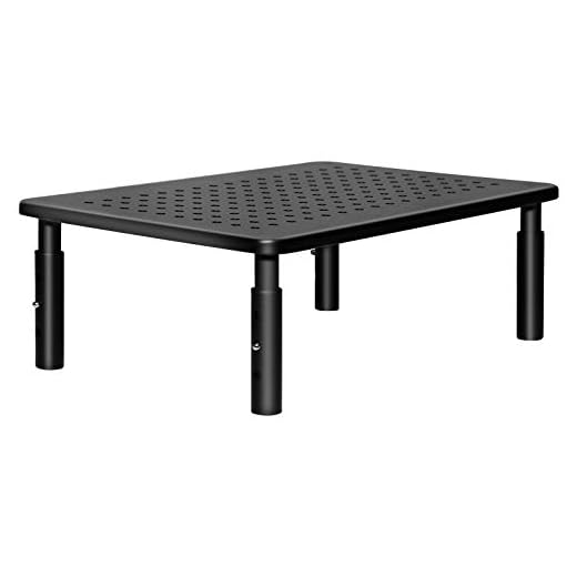 ERGOMAKER Stativ för bildskärm - 3 höjdjusterbara ergonomiska skärmstativ med ventilerad metallplattform för dator, bärbar dator, iMac, PC, skrivare