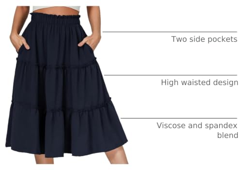 Image of Berydress Midi Skirts for Women 2026 High Waist Casual Summer Boho Skirt | Cute Flowy A Line, Tiered Ruffle, Two Side Seam Pockets, Western Style, Boho Beach Vacation, Going Out, Teacher Outfits