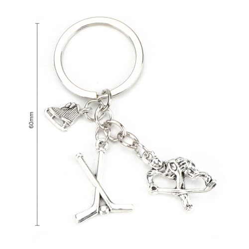SHTALHST Hockey Keychain,Hockey Player Keychain with Ice Skate Charm,Christmas Birthday Gift for Fans Coaches Women Men