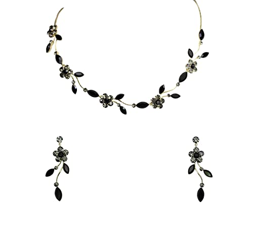 Image of Faship Gorgeous Rhinestone Crystal Floral Necklace Earrings Set
