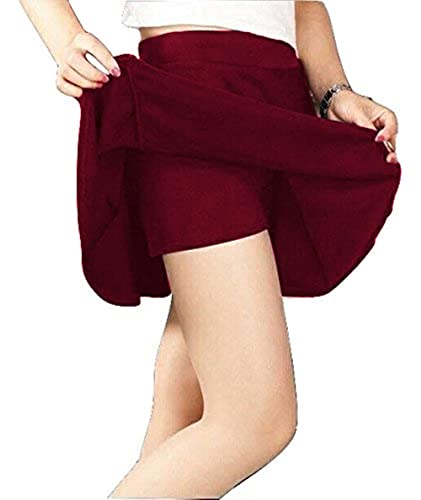 Image of Mehrang Spandex Women's Classic Stretchy All Time Trendy Skater Skirt with Attached Inner Shorts and Flared Inskirt