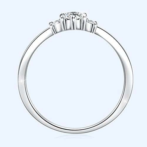 Promise Rings for Her, Ring Silver 3 Stones Zircon Ring for Women Round Shape Silver3