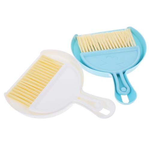 WEKAMOS 2Satz Mini Besen und Kehrschaufel Set für Kompaktes Reinigungsset für Schreibtisch Sofa und Tastaturreinigung Ergonomisches Design Langlebig