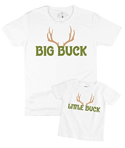 The Spunky Stork Father & Son Buck Antlers Hunting Buddy Matching Dad Shirt (Adult XL, Big Buck)