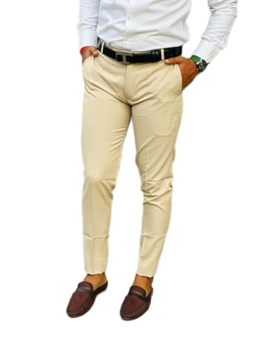Image of Mens Solid Polyester Twill Slim Fit Formal Pants | Lightweight and Breathable Fabric | Flat Front Design | Ideal for Office, Travel & Semi-Formal Occasion