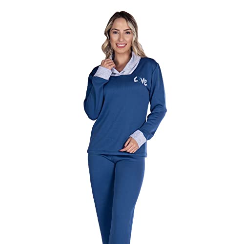 Pijama Moletinho Victory Adulto Feminino Conjunto Blusa Manga Longa E Calça
