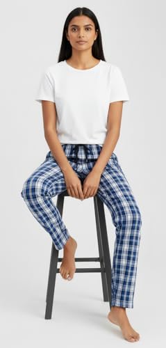 Image of Womens Multicolor Cotton Checkered Pyjama | Checks Pajama for women with Elastic & Drawstring Plus Size (S TO 8XL)