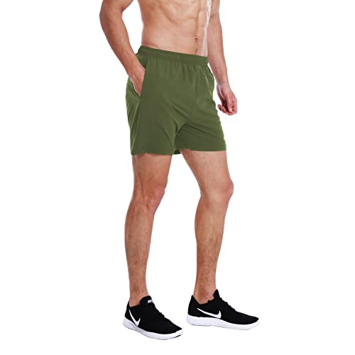 Image of EZRUN Men's 5 Inches Running Workout Shorts Quick Dry Lightweight Athletic Shorts with Liner Zipper Pockets