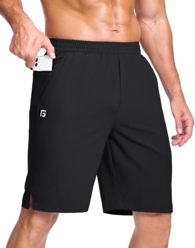 Image of GGJ Men's Lightweight Athletic Shorts with 2 Zipper Pockets 7 inch /9 inch /5 inch Gym Workout Running Quick Dry Tennis Shorts for Men