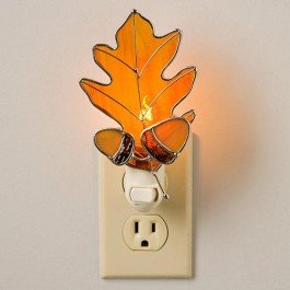 Oak Leaf Night Light Made from Real Stained Glass