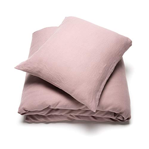 LinenMe Parure de lit Lin Lavé 100% - Housse de Couette 140x200 cm et 1 x Taies d'oreiller 50x70 cm