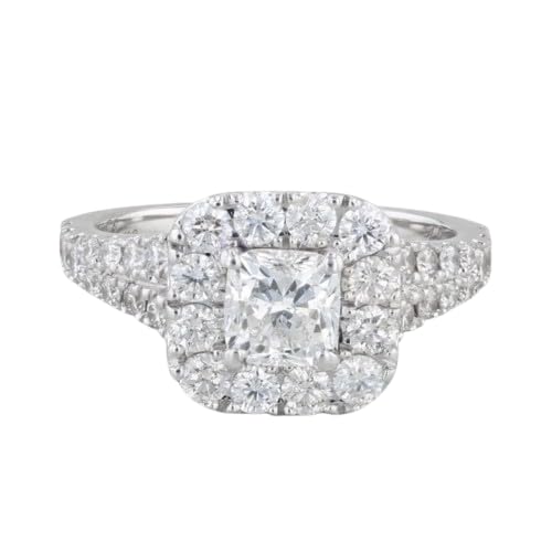 2 Ct Princess Cut Diamond Halo Split Shank Vintage Style Engagement Ring Women Ring 14K Yellow Gold Plated Art Deco Anniversary Gorgeous Ring 925 Sterling Silver Christmas Jewelry