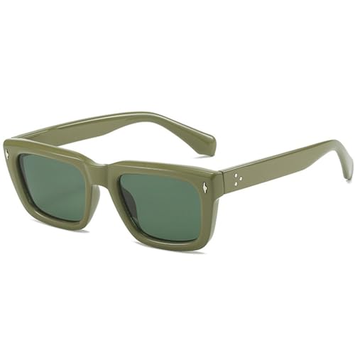 Lunettes de soleil carrées LVTFCO pour femmes et hommes avec monture épaisse verte