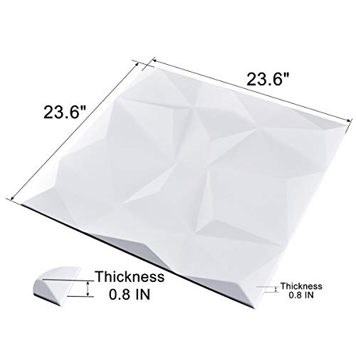 Art3d 3D Leather Tiles Decoartive 3D Wall Panels, White Diamond 23.6" x 23.6" (6 Pack)