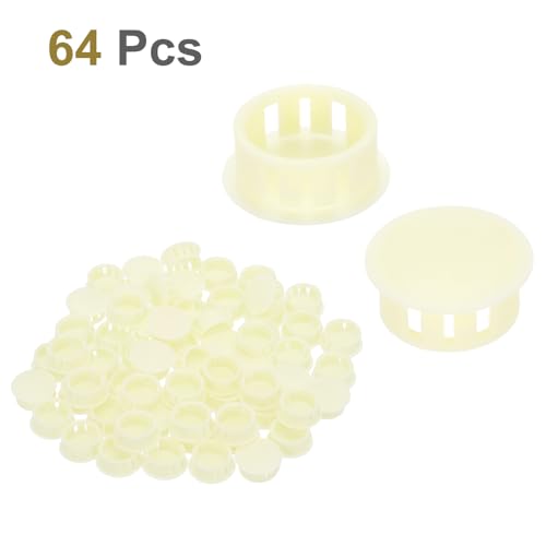 Image of MECCANIXITY 64PCS 20mm(25 /32 inch) Cream White Plastic Hole Plugs, Flush Type Panel Hole Plugs Insert End Caps for Locking Hole Tubes Furniture Cabinet
