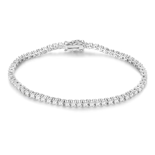 Gemsme Tennis Bracelet,Thin White/Yellow Gold Plated Cubic Zirconia Tennis Bracelet for Women 6-8 Inches