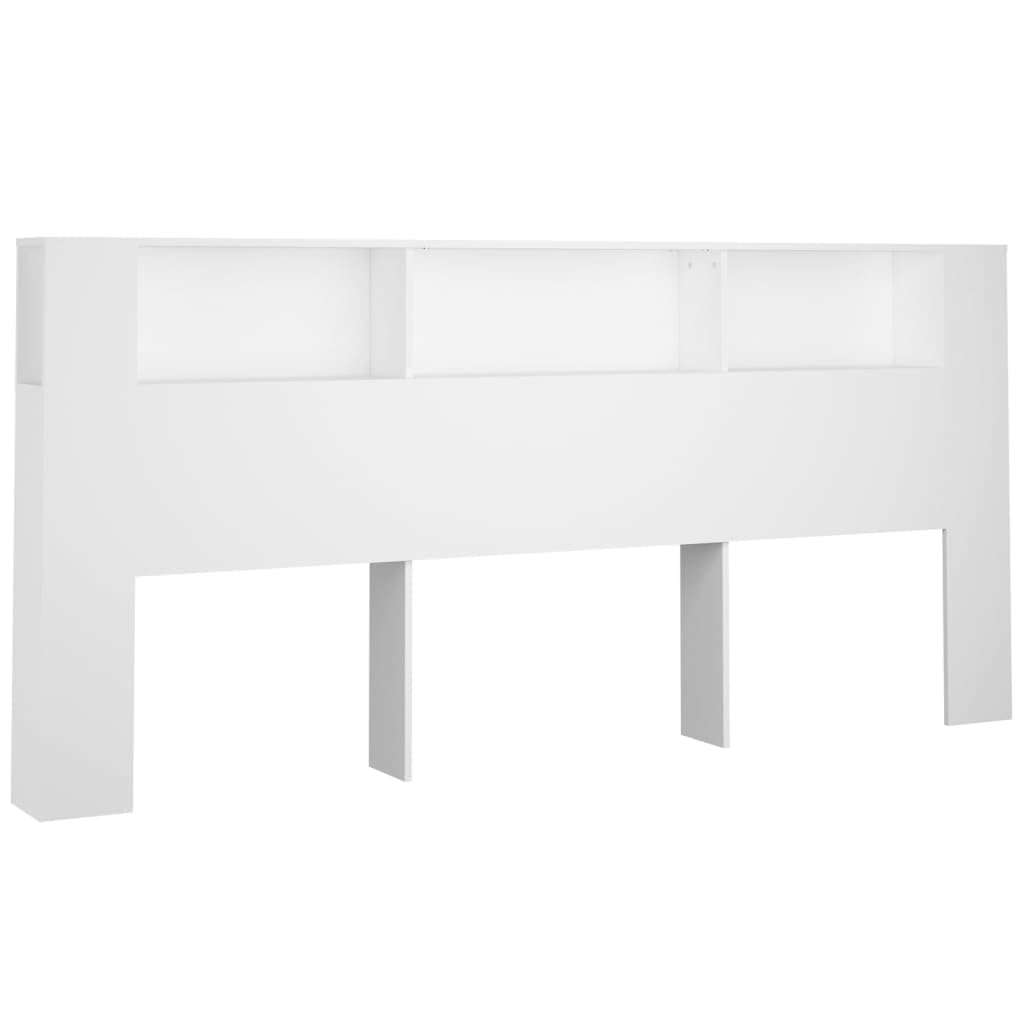 vidaXL Headboard Cabinet Bedroom Furniture Bed Header Cabinet Wall Bed Backboard Bookcase Headboard with Storage White 220x18.5x104.5 cm