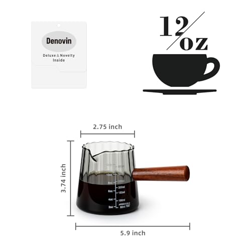 Vaso Medidor de Vidrio 350 ml con Asa de Madera Gris miniatura 2