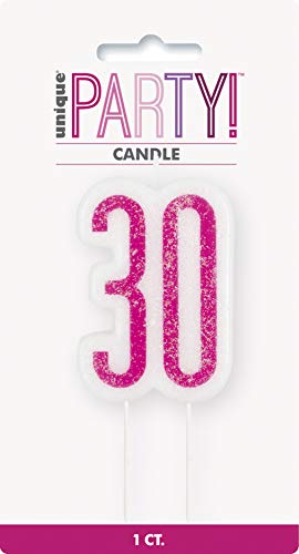 Kerze zum 30. Geburtstag - Glitzer Rosa & Silber Geburtstag