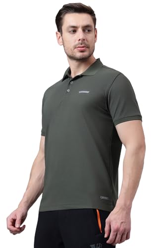 Image of Van Heusen Men Solid Regular Fit Polo T-Shirt - Anti Stat, Swift Dry, Half Sleeves