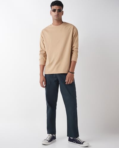 Image of Bewakoof Men's 100% Cotton Solid Regular Fit Pant | Pant for man | Chinos pants for men | Men trousers | Casual Pants for Men | Trousers for man | Men's Regular Casual Pants | Cotton Pant for Men | Everyday Casual | Utility Streetwear | Lightweight & Flexible
