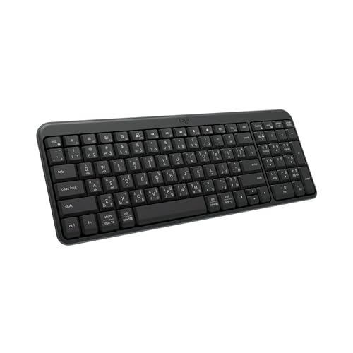 Logitech K250 Bluetooth Keyboard with Numpad Easy Connectivity Compact Wireless Keyboard made with Recycled Plastic Spill-Resistant comfortable Keys - Windows/MacOS ARA Keyboard - Graphite