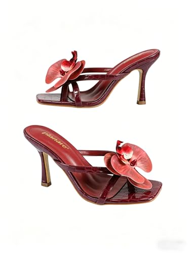 Image of MakeMeChic Women's Open Toe Floral Kitten Heels Flower Summer Beach Sandals
