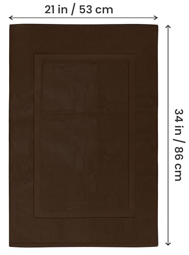 Utopia Towels Cotton Banded Rug, Bath Mats, Not a Bathroom Rug, 21 by 34 Inches, 100% Ring Spun Cotton, Highly Absorbent Shower Bathroom Floor Mat, Dark Brown, 2 Pack