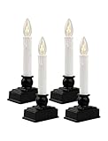 Hobbynors Traditional Flameless Window Candles, 4-Pack with Automatic Timer, Battery Operated LED Taper Candles for Christmas, Holiday & Farmhouse Window Decorations