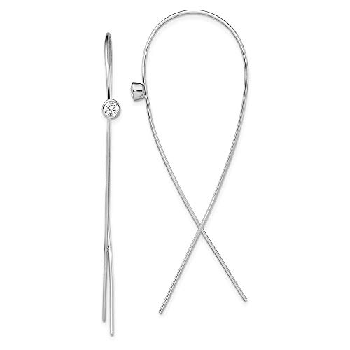 925 Sterling Silver Cubic Zirconia Cz Tassel String Threader Earrings Drop Dangle Fine Jewelry For Women Gifts For Her