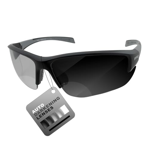 Global Vision Hercules 7 Auto-Darkening 24-Hour Photochromic +2.0 Bifocal Safety Glasses Clear to Smoke, ANSI Z87.1 Certified