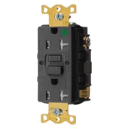 GFCI Receptacle, 20A, 125VAC, 5-20R, Black