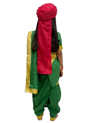 Image of Red Rani Laxmi Bai Safa for Kids | Traditional Indian Turban | Fancy Dress Costume Headgear for Annual Function, School Play & Cultural Events