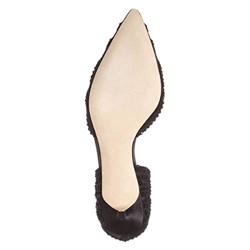 Image of XYD Women's Pumps, Elegant Pointed Toe, D'Orsay Kitten Low Heels, Rhinestone Studs, Slip-On Satin Shoes for Wedding