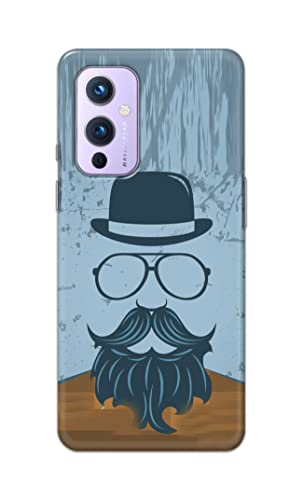 Image of PRINTFIDAA Mustache Beard and Hairstyle Hipster in Glasses Printed Designer Hard Case for OnePlus 9 Back Cover -(e) RPM1002