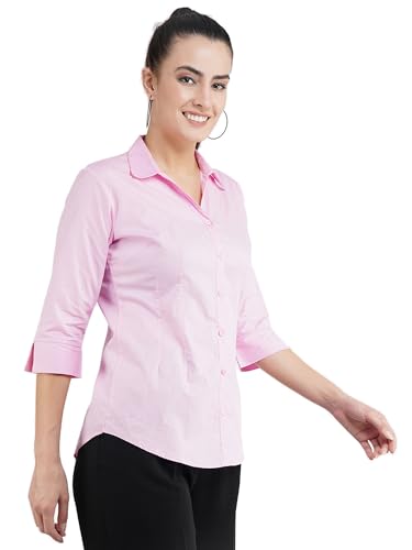 Image of Skyla Women's Cotton Rich Formal Shirt | 3 /4 Sleeve Office Wear | Regular Fit Business Casual Workwear