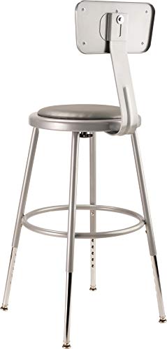 NPS 19"-27" Height Adjustable Heavy Duty Vinyl Padded Steel Stool with Backrest