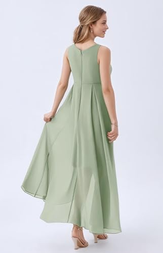 Junior Bridesmaid Dresses for Teen Girls Chiffon Flower Girl Dress for Wedding High Low Pageant Dress3