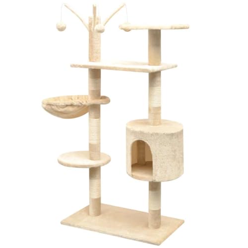 Arbre à chat de qualité supérieure avec finitions en tissu peluche