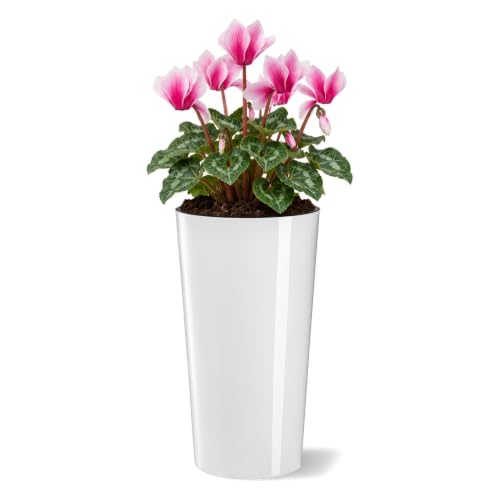 MELTOM Blumentopf Rund Ø 19,5 x H 36,5 cm Weiß Hochglanz M mit Einsatz – Ansicht 1