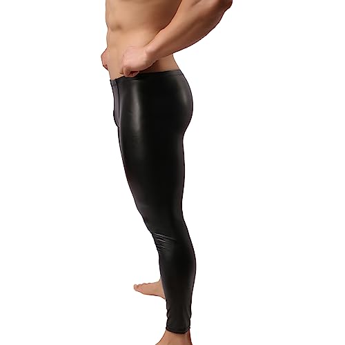 YUFEIDA Men's Faux Leather Tight Pants Man Leggings PVC Long Trousers3